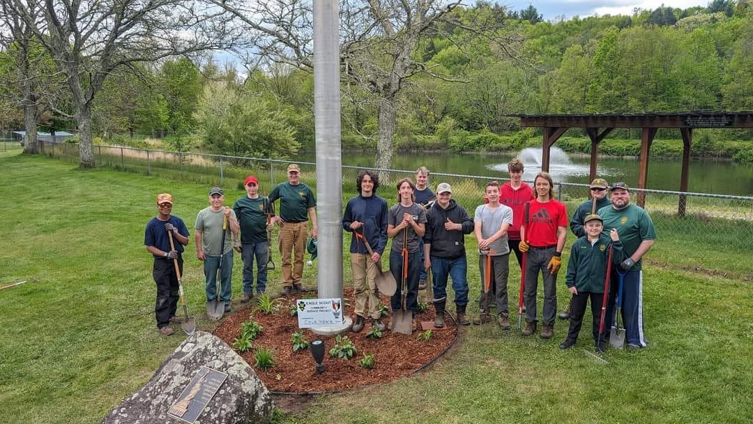 Troop 52 Scouts working on a community service project